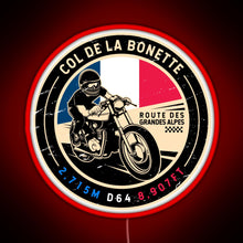 Load image into Gallery viewer, Col de la Bonette Route des Grandes Alpes Motorcycle RGB neon sign red