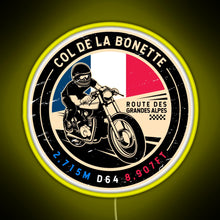 Load image into Gallery viewer, Col de la Bonette Route des Grandes Alpes Motorcycle RGB neon sign yellow