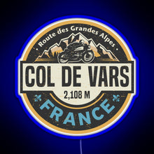 Load image into Gallery viewer, Col de Vars Route des Grandes Alpes RGB neon sign blue