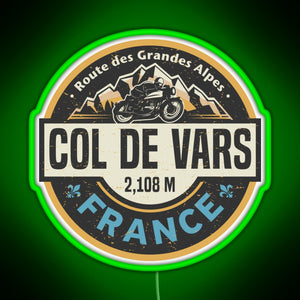 Col de Vars Route des Grandes Alpes RGB neon sign green