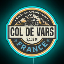 Load image into Gallery viewer, Col de Vars Route des Grandes Alpes RGB neon sign lightblue 