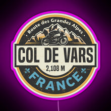 Load image into Gallery viewer, Col de Vars Route des Grandes Alpes RGB neon sign  pink