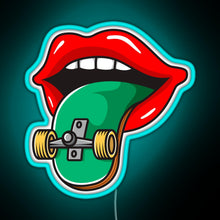 Load image into Gallery viewer, Cool Skater Skateboarder Tongue RGB neon sign lightblue 