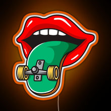 Load image into Gallery viewer, Cool Skater Skateboarder Tongue RGB neon sign orange