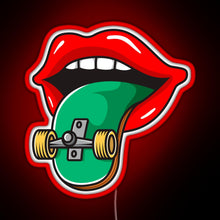 Load image into Gallery viewer, Cool Skater Skateboarder Tongue RGB neon sign red