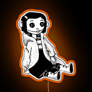 Coraline Inspired Doll RGB neon sign orange