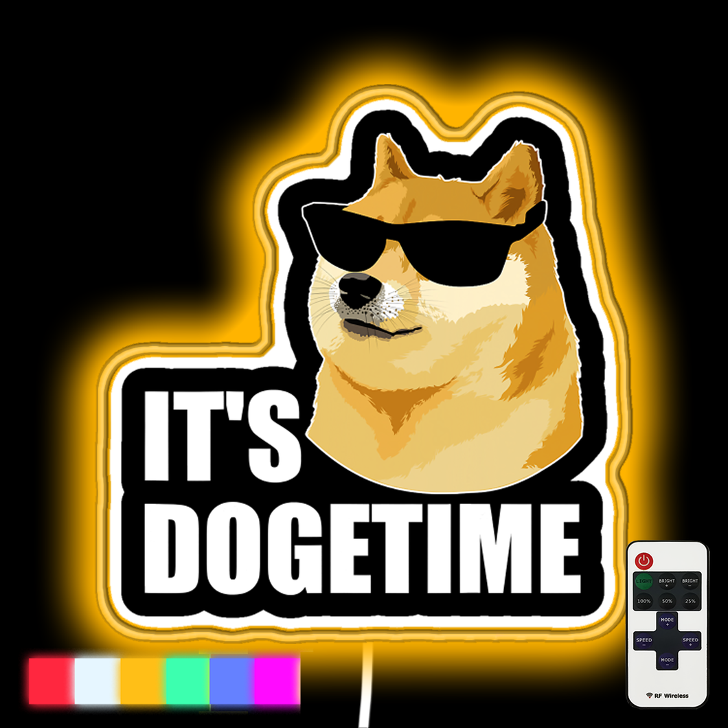 Dogecoin It's Dogetime Crypto HODL Doge Cryptocurrency Tee neon led sign