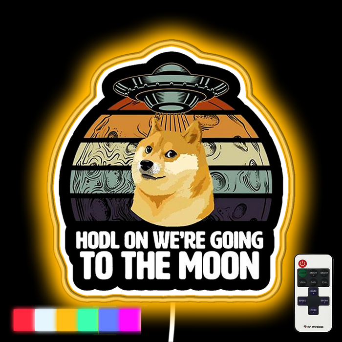 Dogecoin shirt, funny HODL on we're going to the moon Crypto neon led sign
