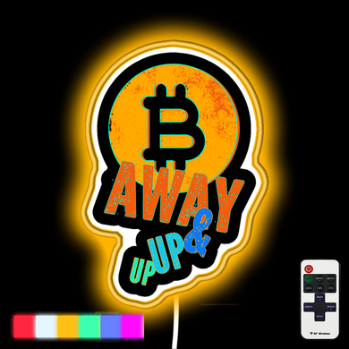 Bitcoin Up Up and Away, Cryptocurrency Design neon led sign