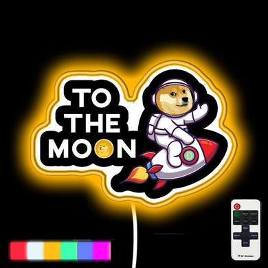 Dogecoin to the Moon Astronaut neon led sign