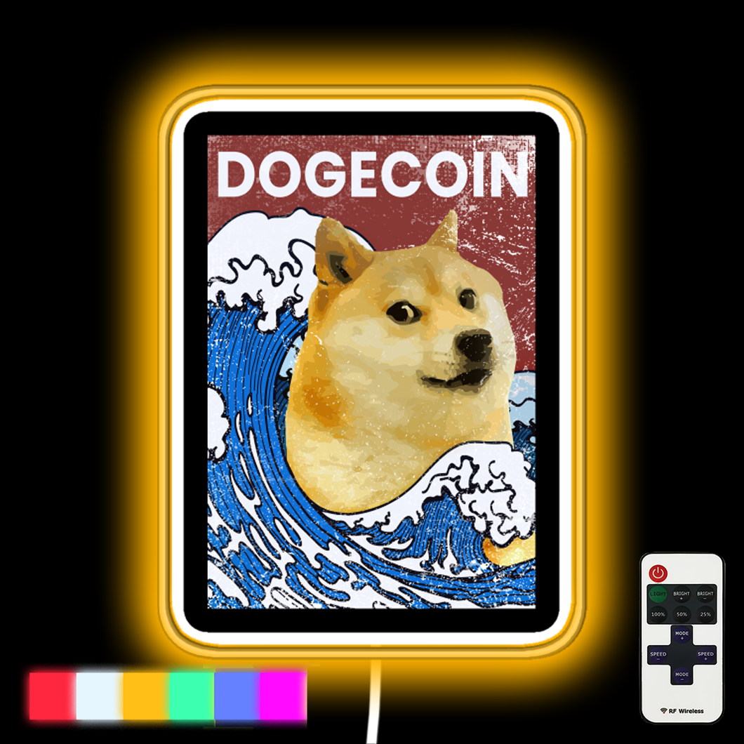 Wave dogecoin neon led sign