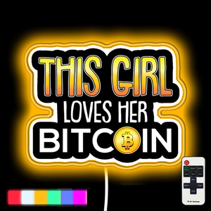 This Girl loves her Bitcoin Crypto Hodl Blockchain Bitcoin neon led sign