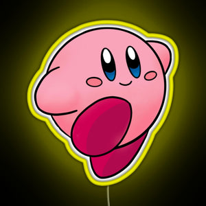 Cute Pink Japanese Cartoon Video Game Character RGB neon sign yellow