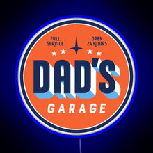 Load image into Gallery viewer, Dad s Garage clean version RGB neon sign blue