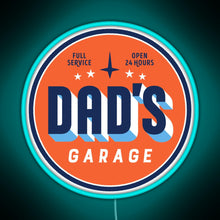 Load image into Gallery viewer, Dad s Garage clean version RGB neon sign lightblue 