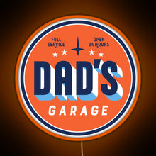 Load image into Gallery viewer, Dad s Garage clean version RGB neon sign orange