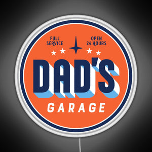 Dad s Garage clean version RGB neon sign white 