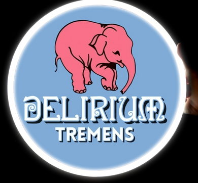 delirium logo neon sign