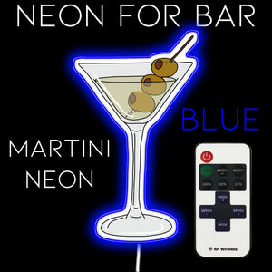 Blue martini glass wall light