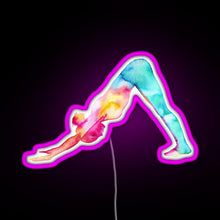 Load image into Gallery viewer, Downward Facing Dog in watercolors RGB neon sign  pink