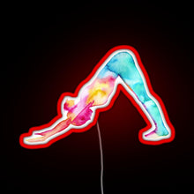 Load image into Gallery viewer, Downward Facing Dog in watercolors RGB neon sign red