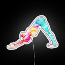 Load image into Gallery viewer, Downward Facing Dog in watercolors RGB neon sign white 