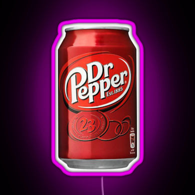 Dr Pepper neon sign shaped like a soda can – retro-style wall decor for kitchens, diners, game rooms, or soda lovers' collections
