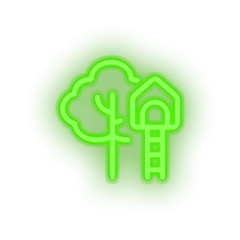 Load image into Gallery viewer, green family children house playground outdoors tree child kid baby treehouse led neon factory