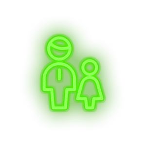 green family parent father children human person child daughter kid grandfather baby led neon factory