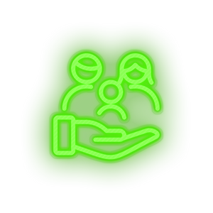 green family parent hold children human person hand parents child kid baby led neon factory