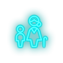 Load image into Gallery viewer, ice_blue family parent mother children human cane person old child kid baby grandmother led neon factory
