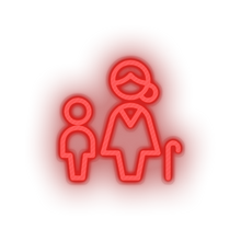 Load image into Gallery viewer, red family parent mother children human cane person old child kid baby grandmother led neon factory