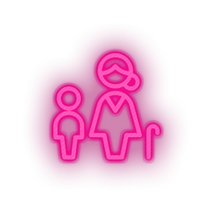 family parent mother children human cane person old child kid baby grandmother Neon led factory
