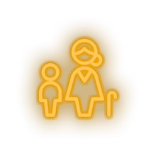 Load image into Gallery viewer, warm_white family parent mother children human cane person old child kid baby grandmother led neon factory