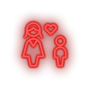 red family person mother human children parent heart child kid baby led neon factory
