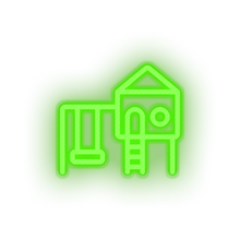Load image into Gallery viewer, green family swing play children playground outdoors child structure kid baby playhouse led neon factory