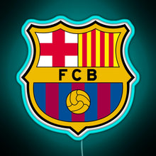 Load image into Gallery viewer, FC Barcelona Logo RGB neon sign lightblue 