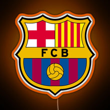 Load image into Gallery viewer, FC Barcelona Logo RGB neon sign orange