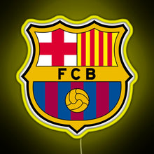 Load image into Gallery viewer, FC Barcelona Logo RGB neon sign yellow