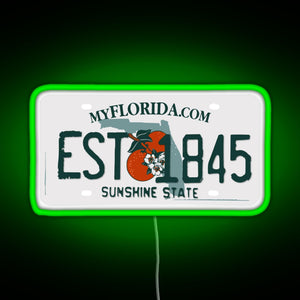 Florida Est 1845 RGB neon sign green