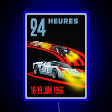 Load image into Gallery viewer, Ford GT40 Mk2 1st 2nd 3rd 24 Hours 1966 RGB neon sign blue