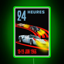 Load image into Gallery viewer, Ford GT40 Mk2 1st 2nd 3rd 24 Hours 1966 RGB neon sign green