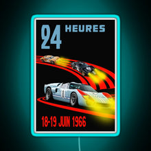 Load image into Gallery viewer, Ford GT40 Mk2 1st 2nd 3rd 24 Hours 1966 RGB neon sign lightblue 