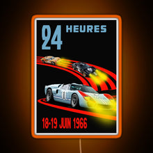 Load image into Gallery viewer, Ford GT40 Mk2 1st 2nd 3rd 24 Hours 1966 RGB neon sign orange