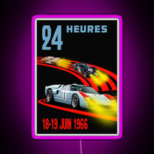 Load image into Gallery viewer, Ford GT40 Mk2 1st 2nd 3rd 24 Hours 1966 RGB neon sign  pink