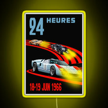 Load image into Gallery viewer, Ford GT40 Mk2 1st 2nd 3rd 24 Hours 1966 RGB neon sign yellow