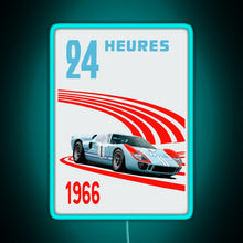 Load image into Gallery viewer, Ford GT40 Mk2 Ken Miles 24 Hours 1966 Ford v Ferrari RGB neon sign lightblue 