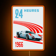 Load image into Gallery viewer, Ford GT40 Mk2 Ken Miles 24 Hours 1966 Ford v Ferrari RGB neon sign orange