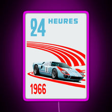 Load image into Gallery viewer, Ford GT40 Mk2 Ken Miles 24 Hours 1966 Ford v Ferrari RGB neon sign  pink