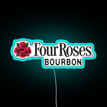 Load image into Gallery viewer, Four Roses Bourbon RGB neon sign lightblue 